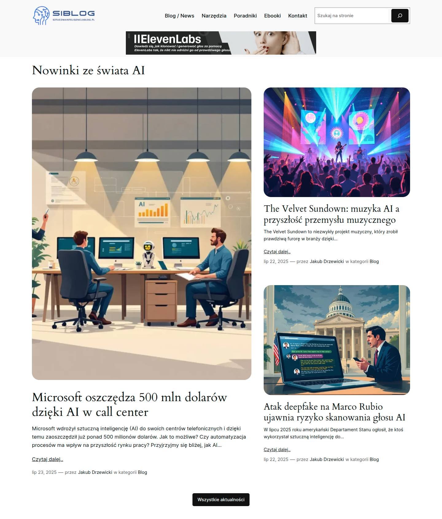 Portal sztucznainteligencjablog.pl - working automation example