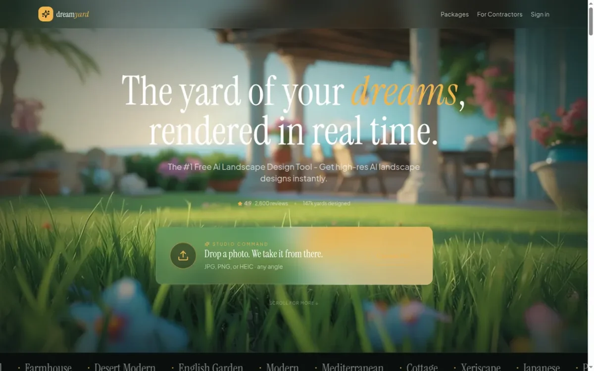 DreamYard — free AI landscape design from a photo