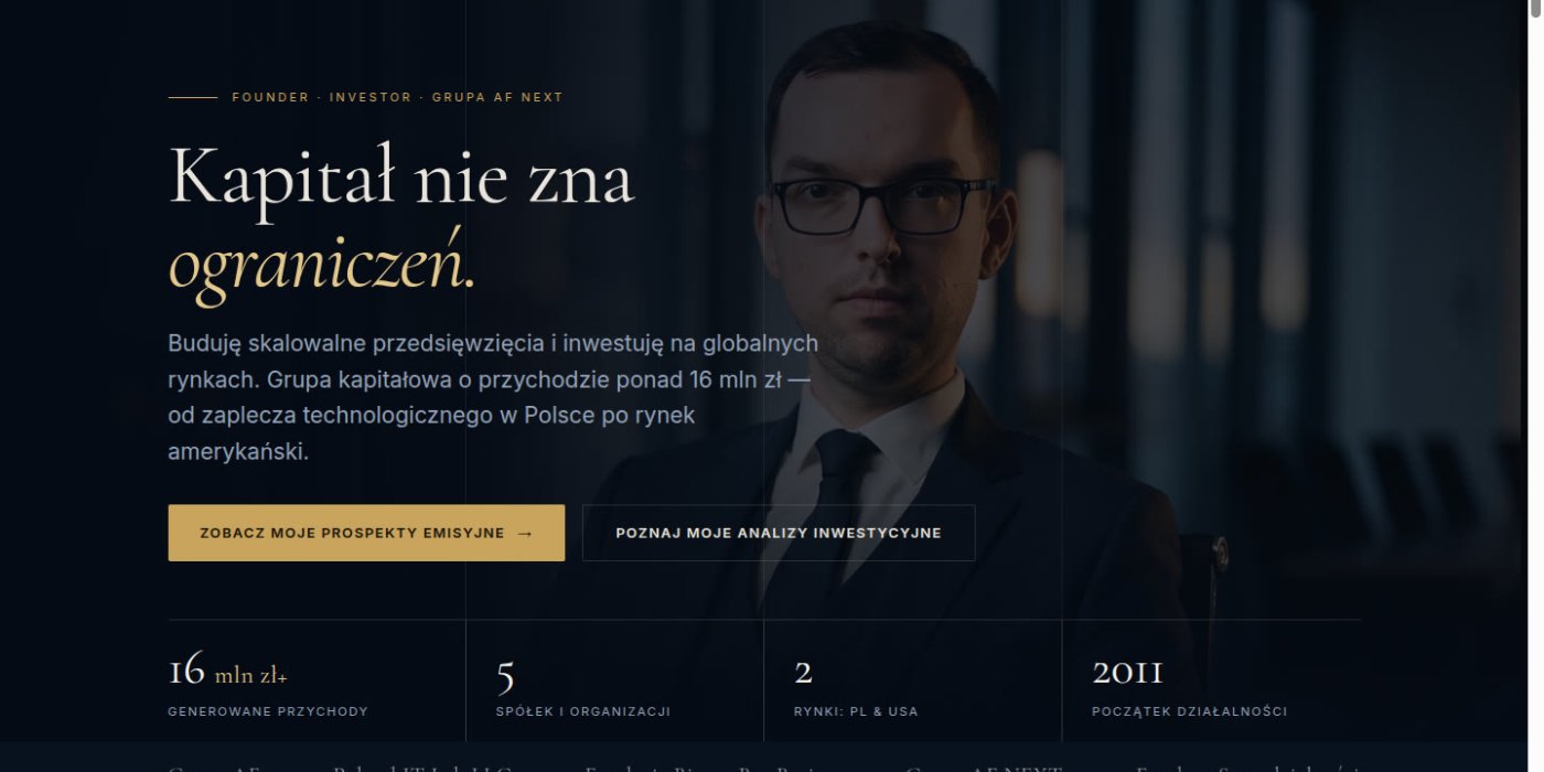 adrianfurman.com — rebranding strony foundera i inwestora