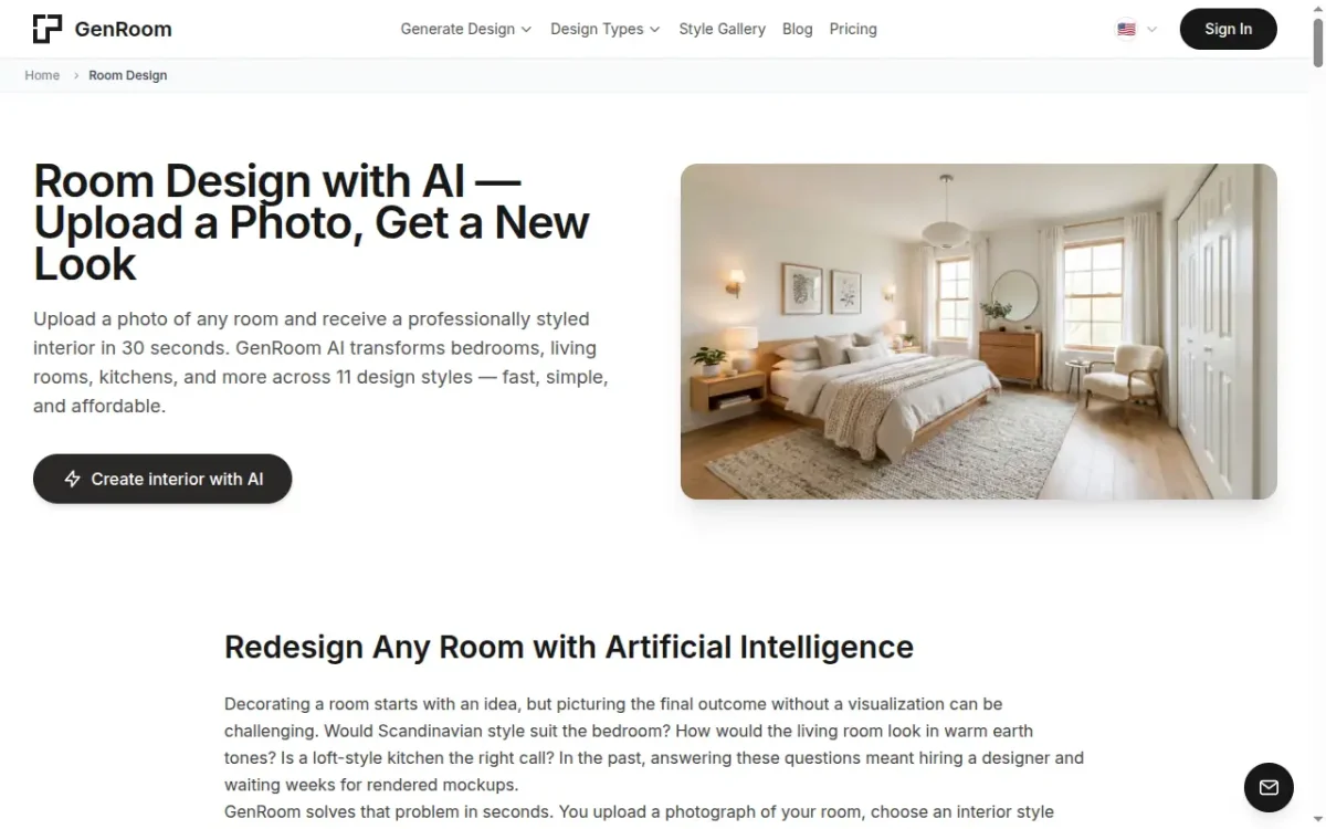 GenRoom — room design with AI from a photo