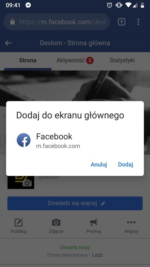 Facebook PWA Install