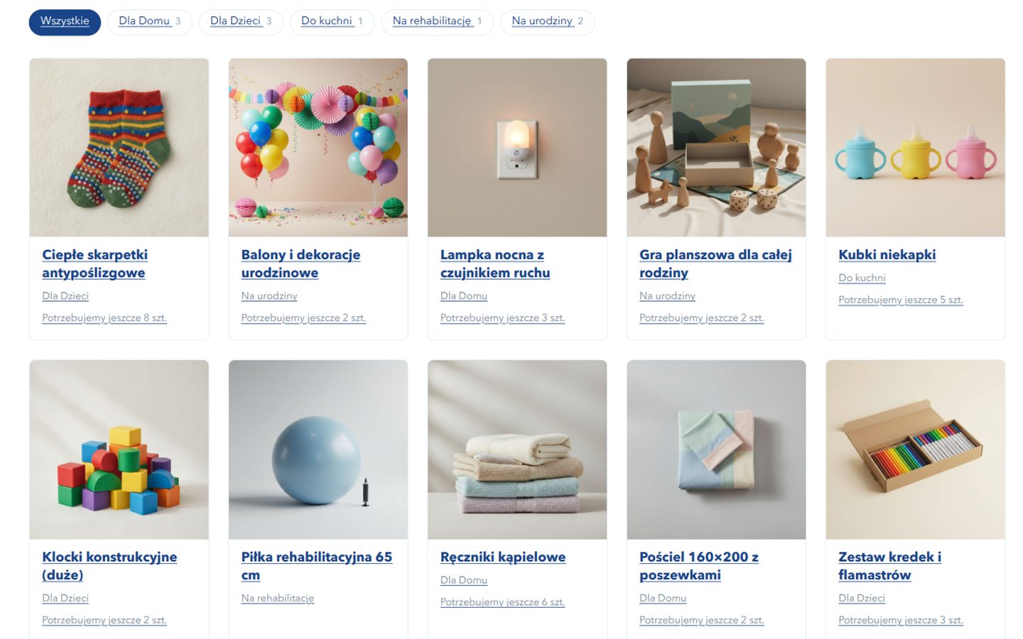 The foundation's gift list with the "Who is it for" filter