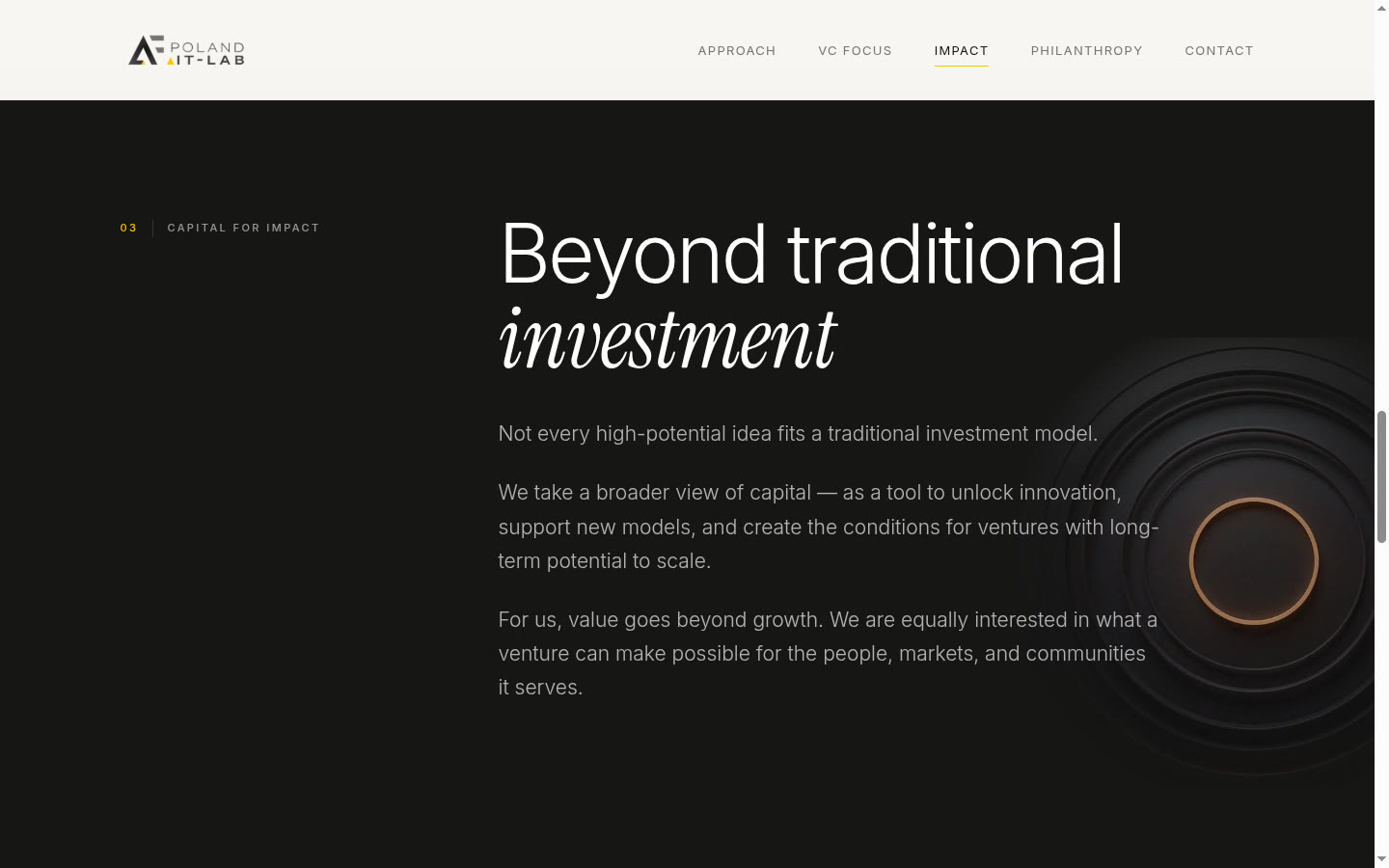 Capital for Impact section